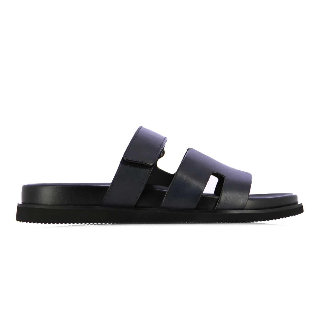 Slip-On Leather Slides -Navy
