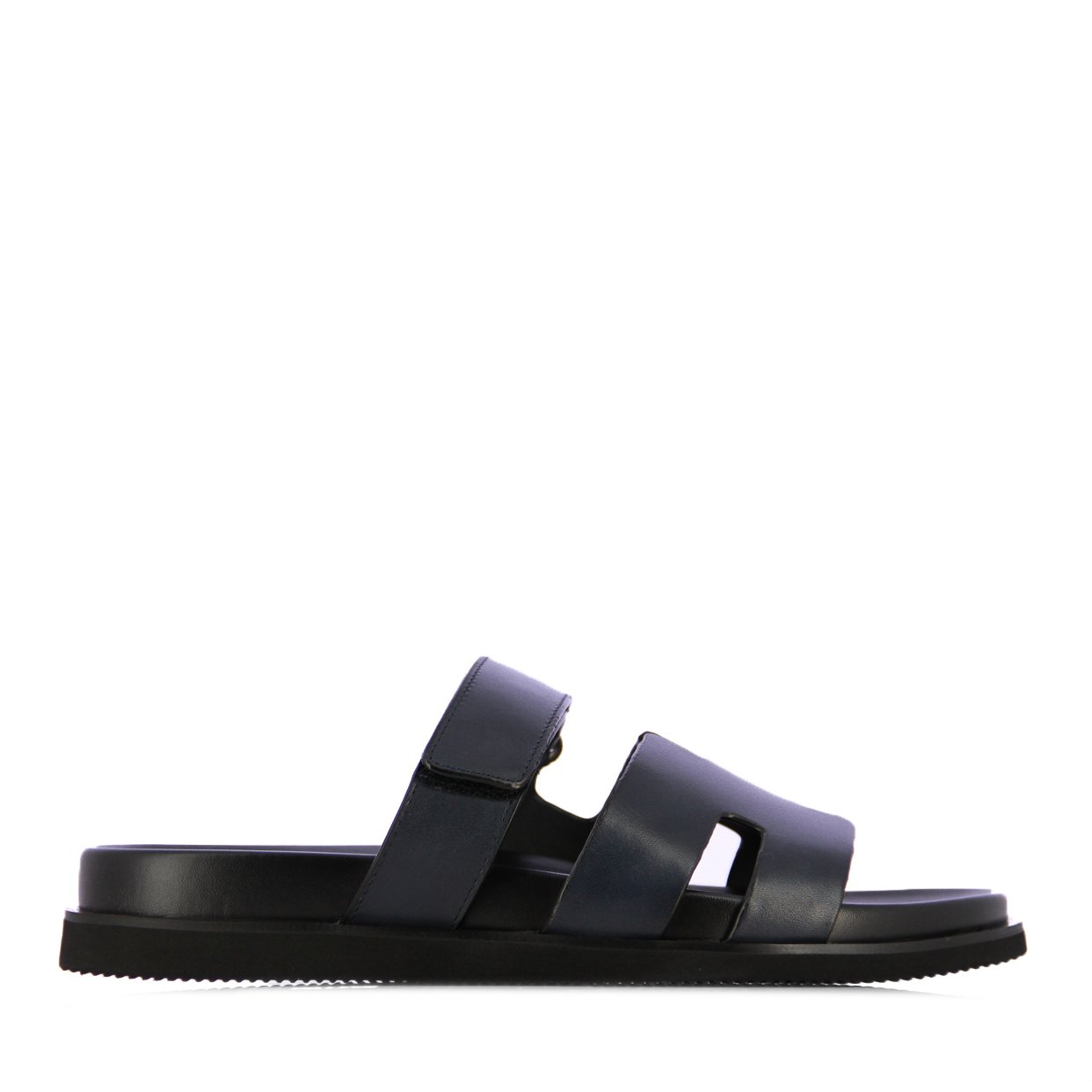 Slip-On Leather Slides -Navy