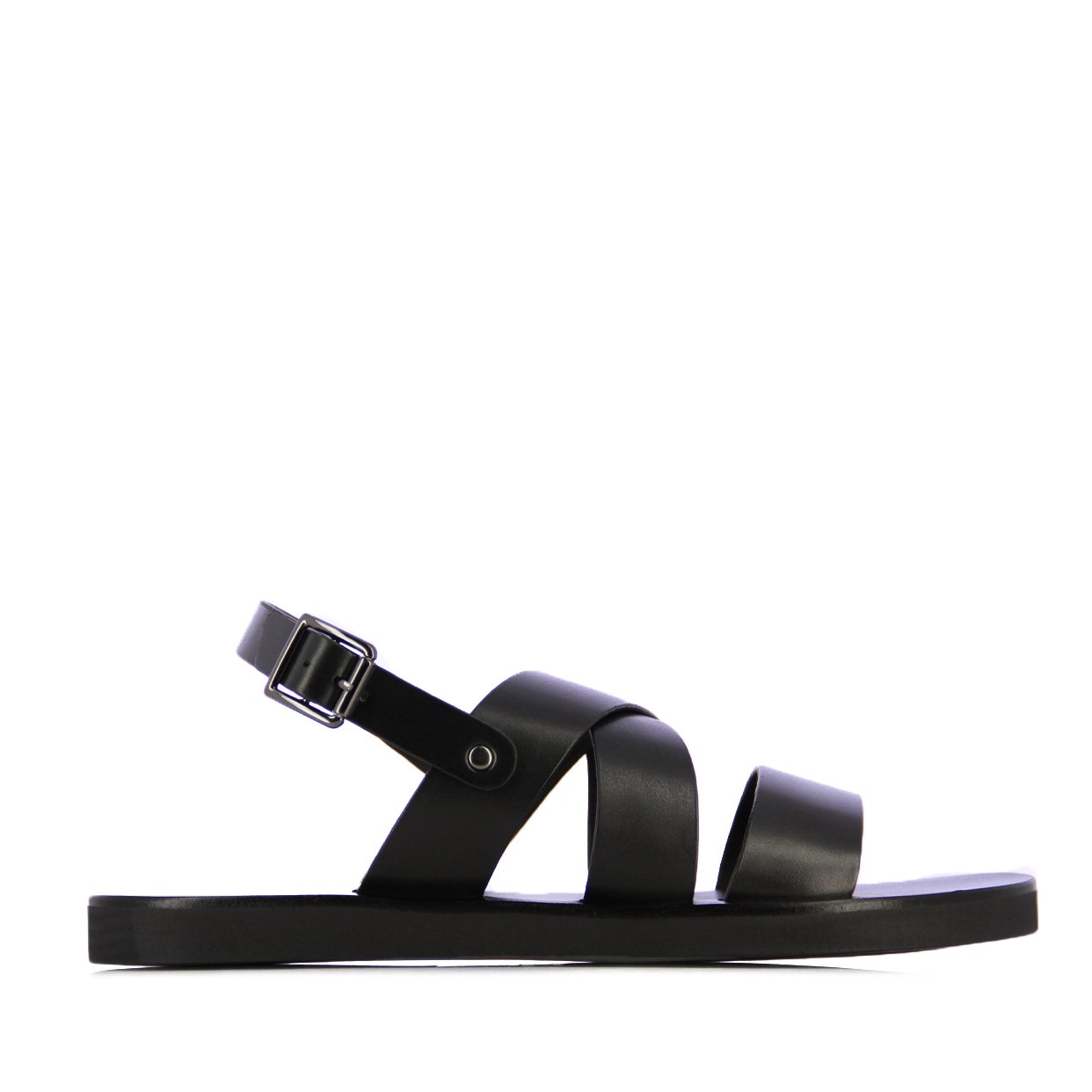Criss-Cross Leather Sandals -Black