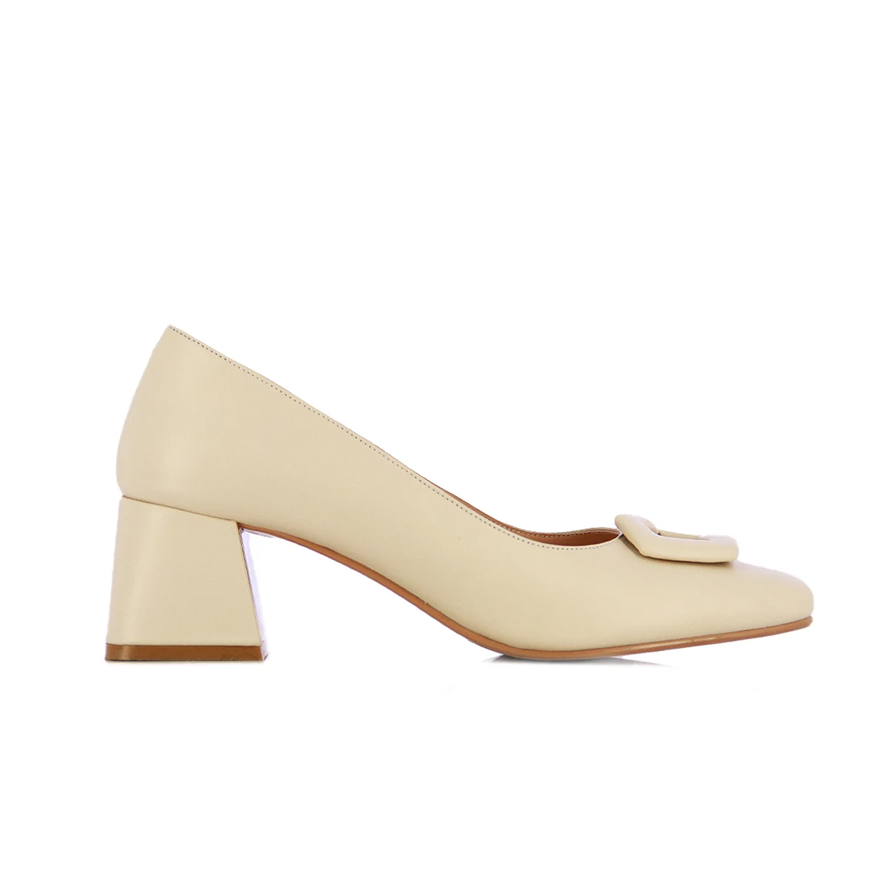 Buckle Court Heel -Beige