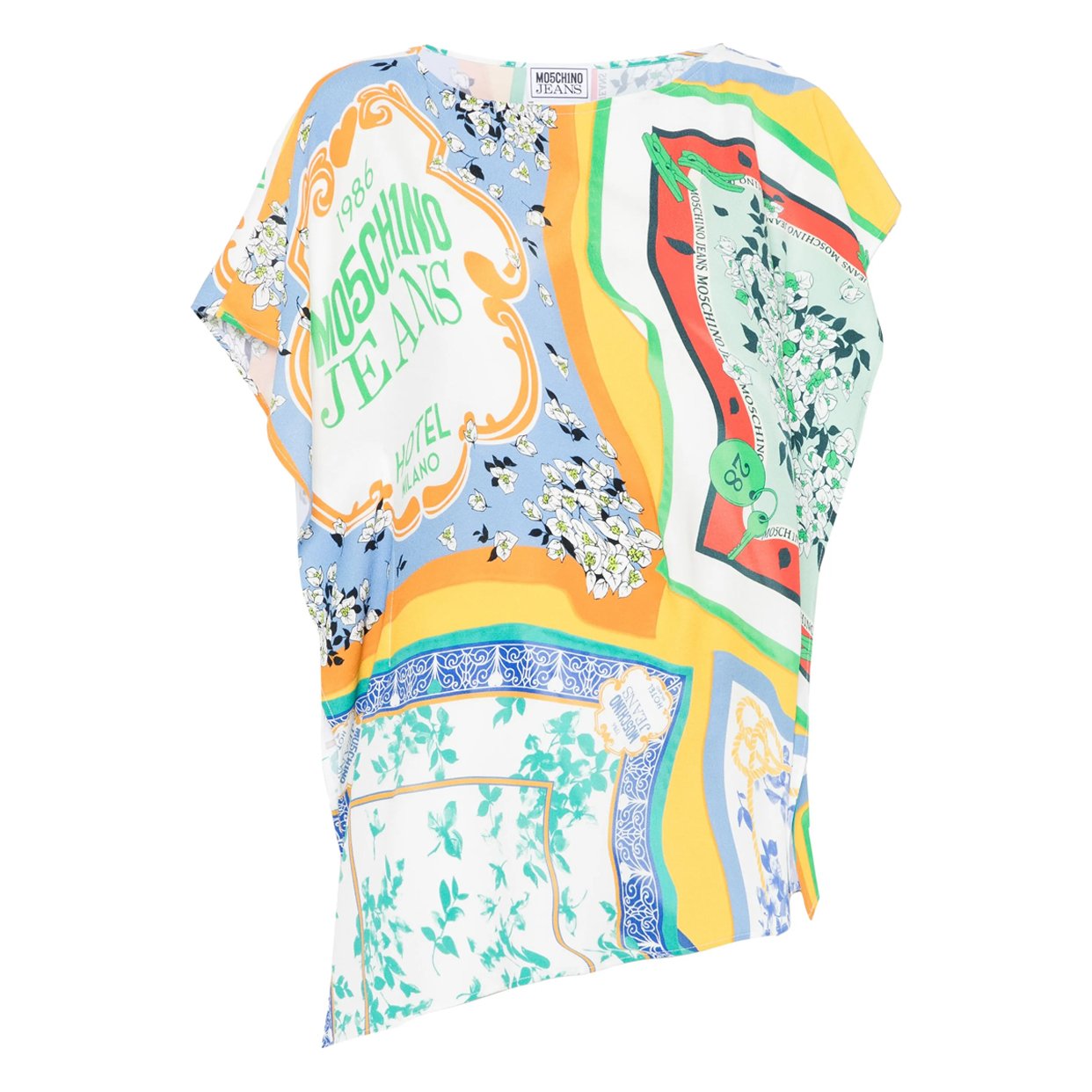 Detailed Printed Short Sleeve Blouse -Multi