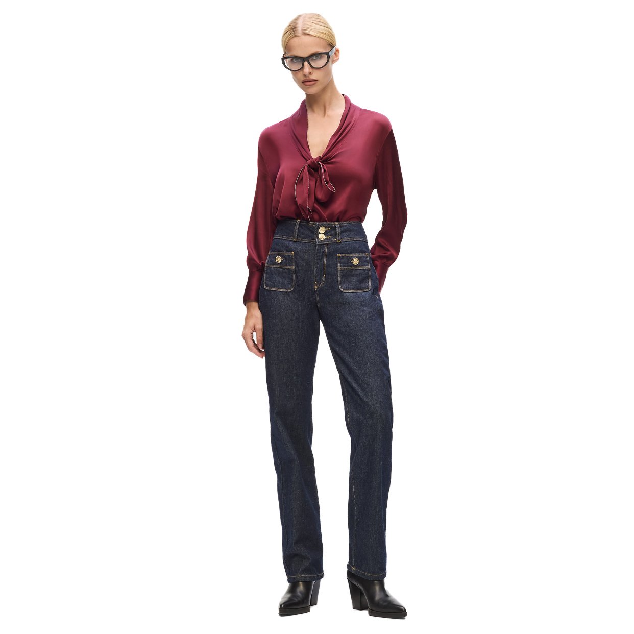 Fluid Satin Blouse -Windsor Burgundy