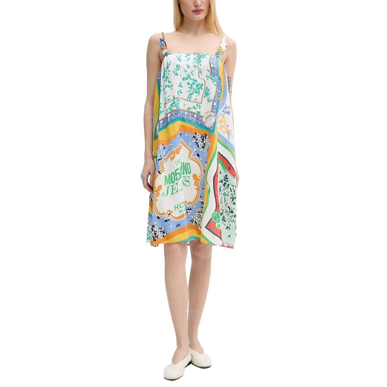 Scarf Print Dress -Multi