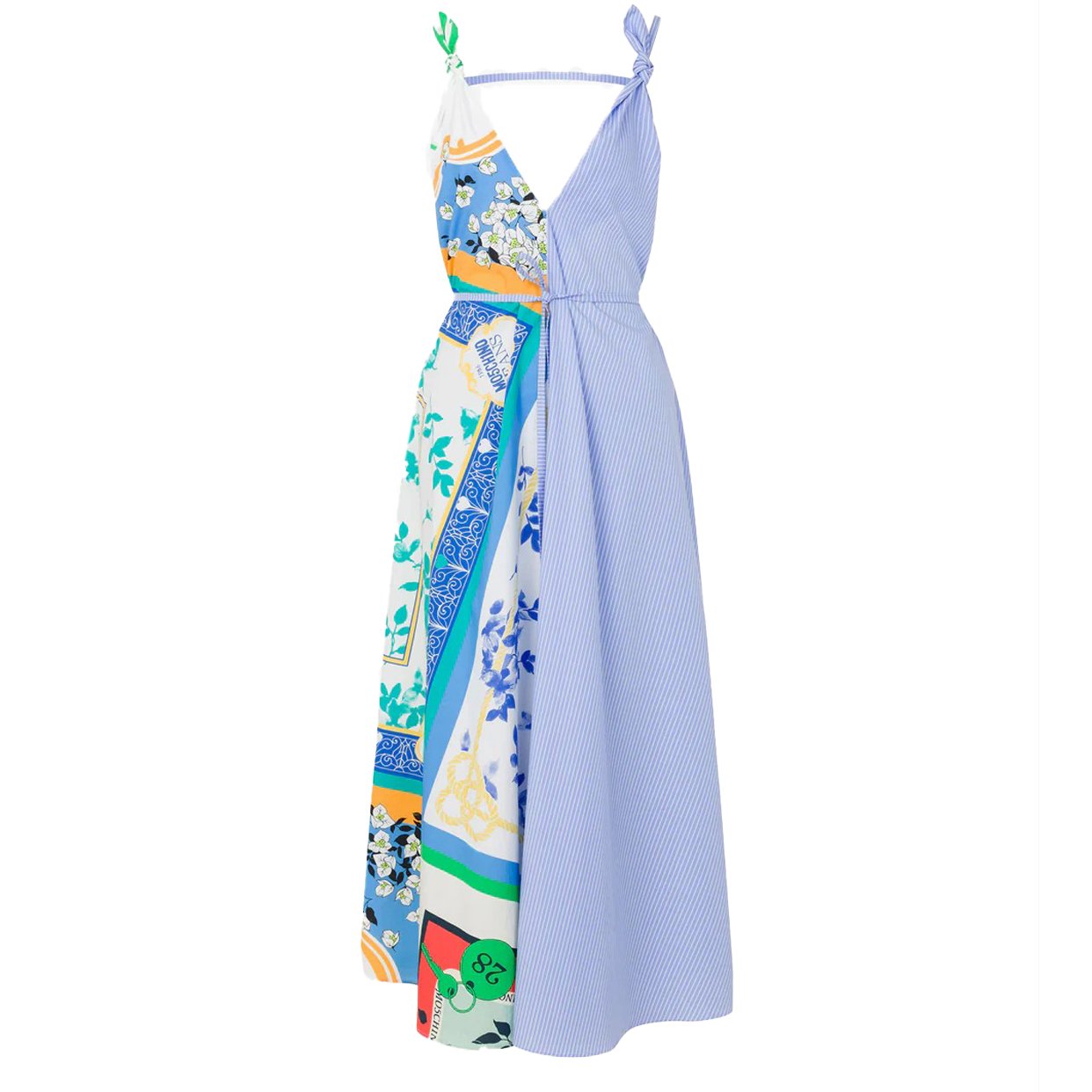 Striped Cotton Dress- Light Blue