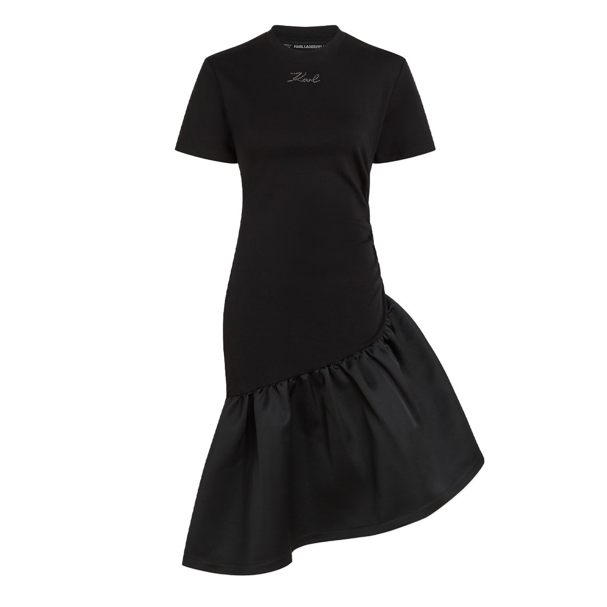 Frill T-Shirt Dress -Black