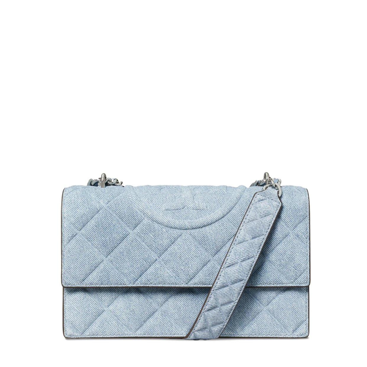Small Fleming Suede Shoulder Bag -Denim