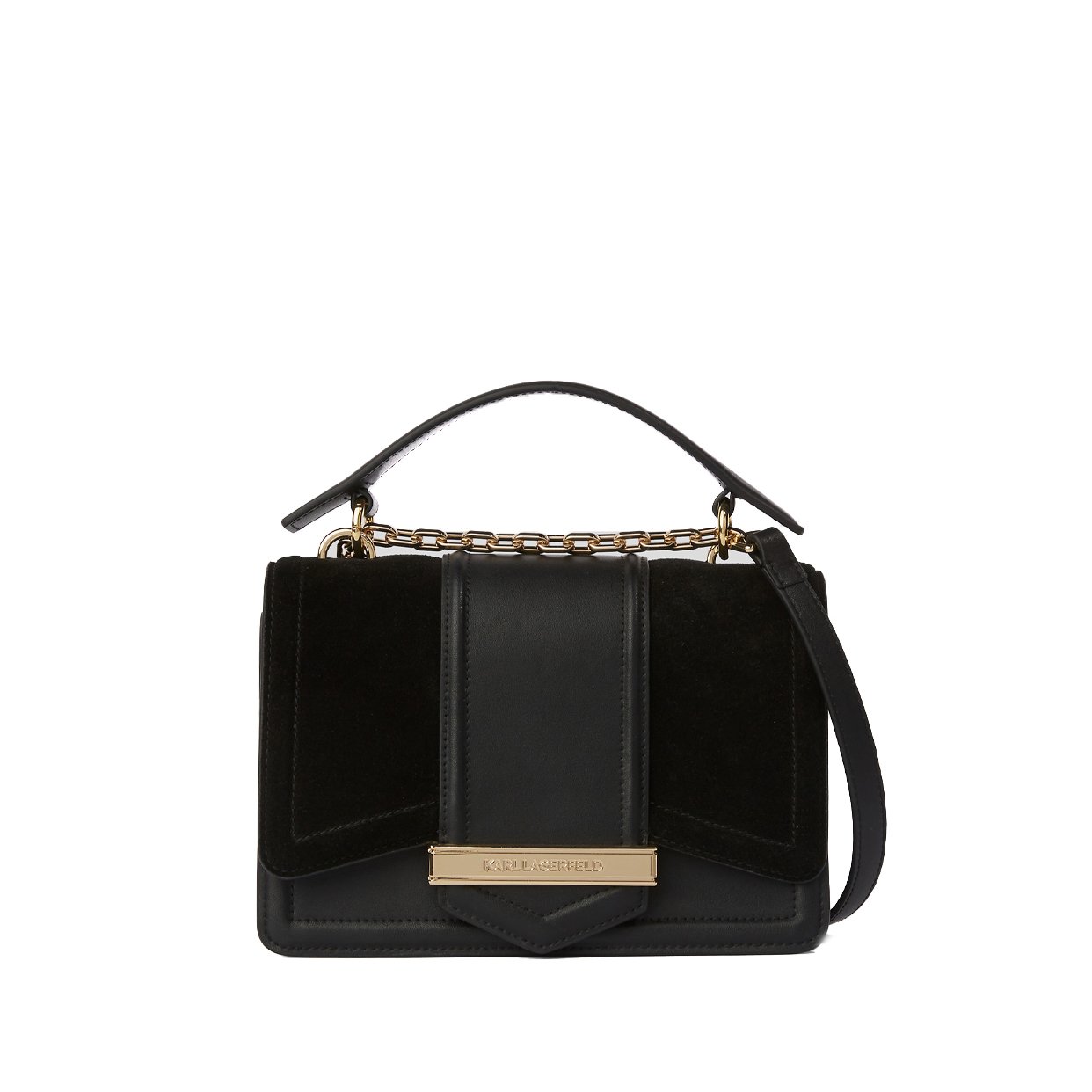 K/Nova Suede Shoulder Bag -Black/Gold