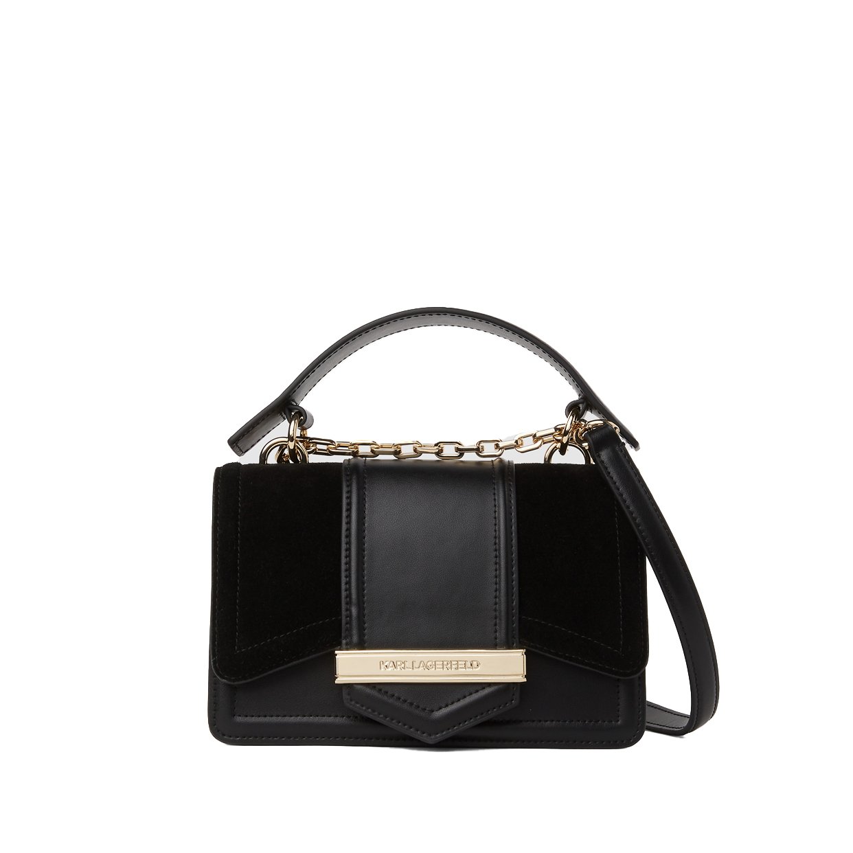 K/Nova Small Suede Crossbody Bag -Black/Gold