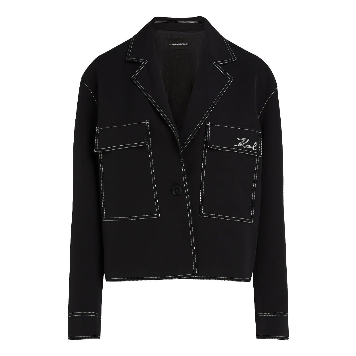 Contrast Stitch Jacket -Black