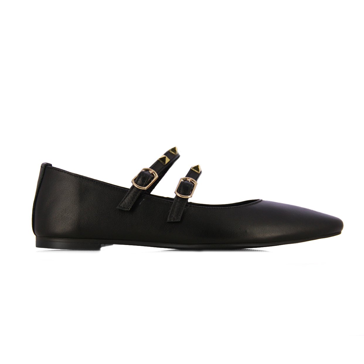 Double Strap Stud Pumps -Black