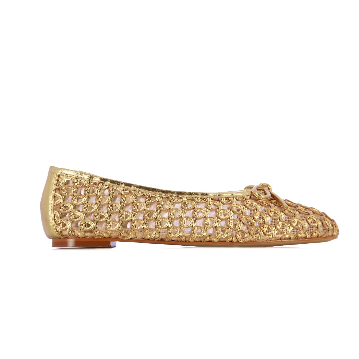 Crochet Flat Pumps -Gold