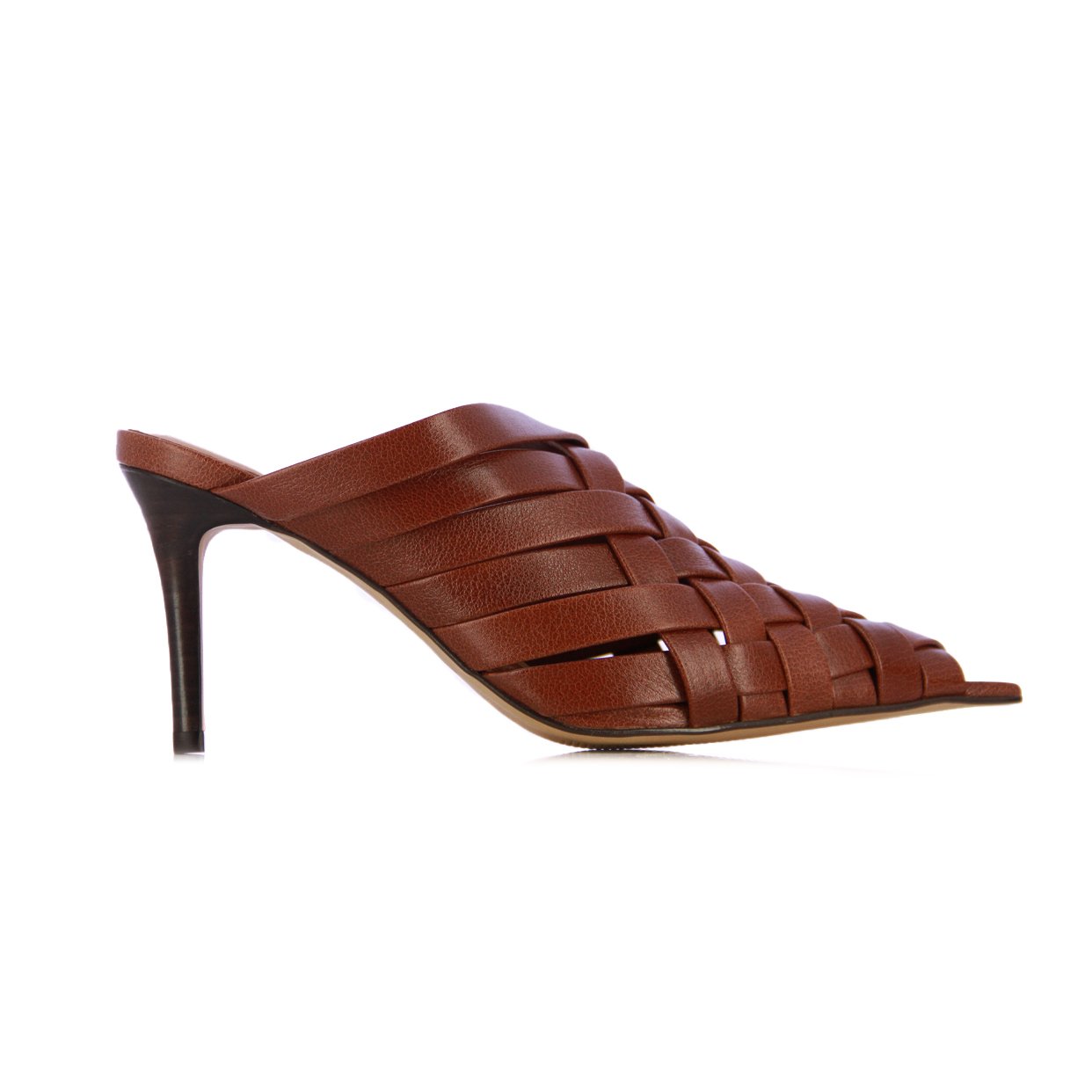Woven Pointed Toe Heels -Brown