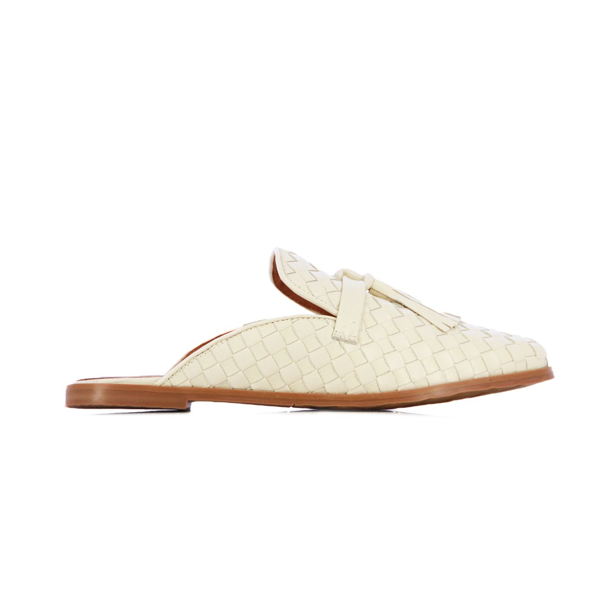 Woven Flat Mules -Ivory