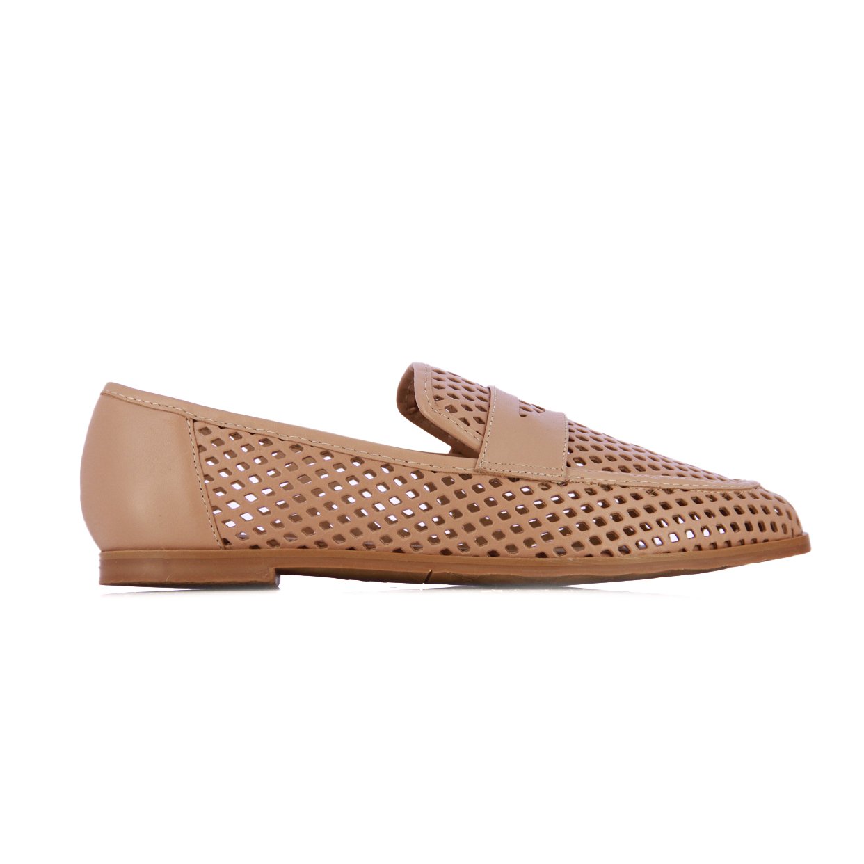 Perforated Leather Loafers -Blush