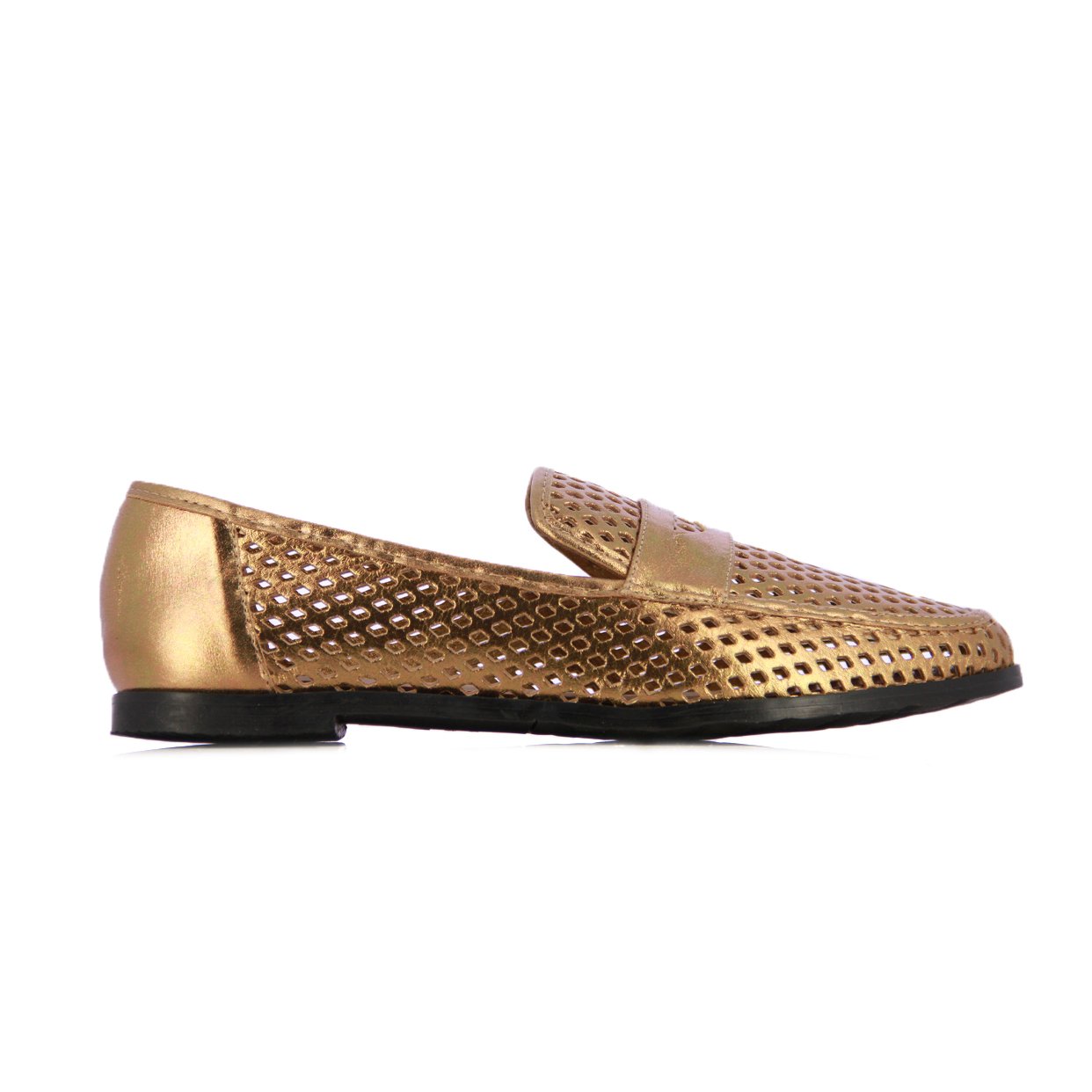 Perforated Leather Loafers -Bronze