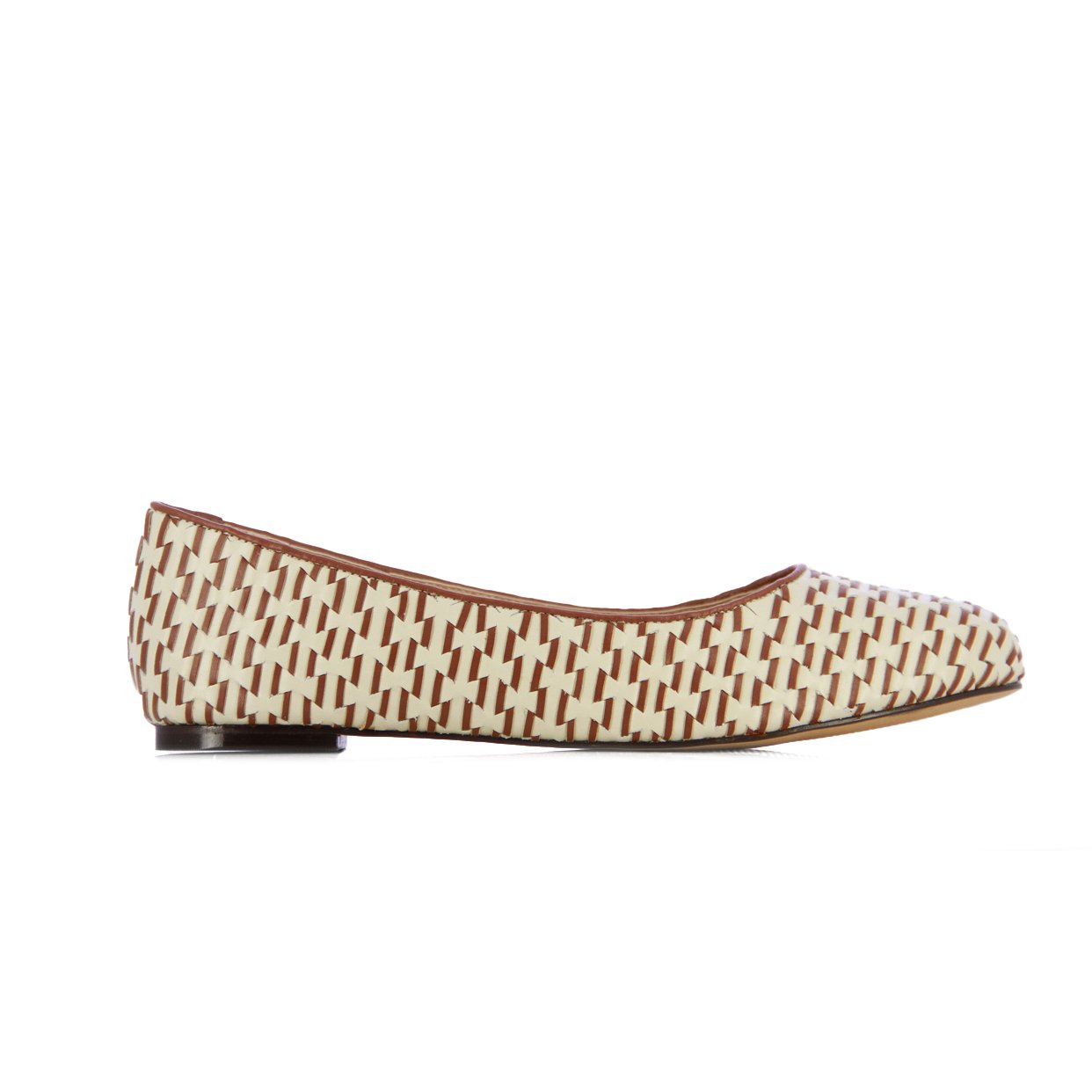 Jacquard Flat Pumps -Cream/Brown