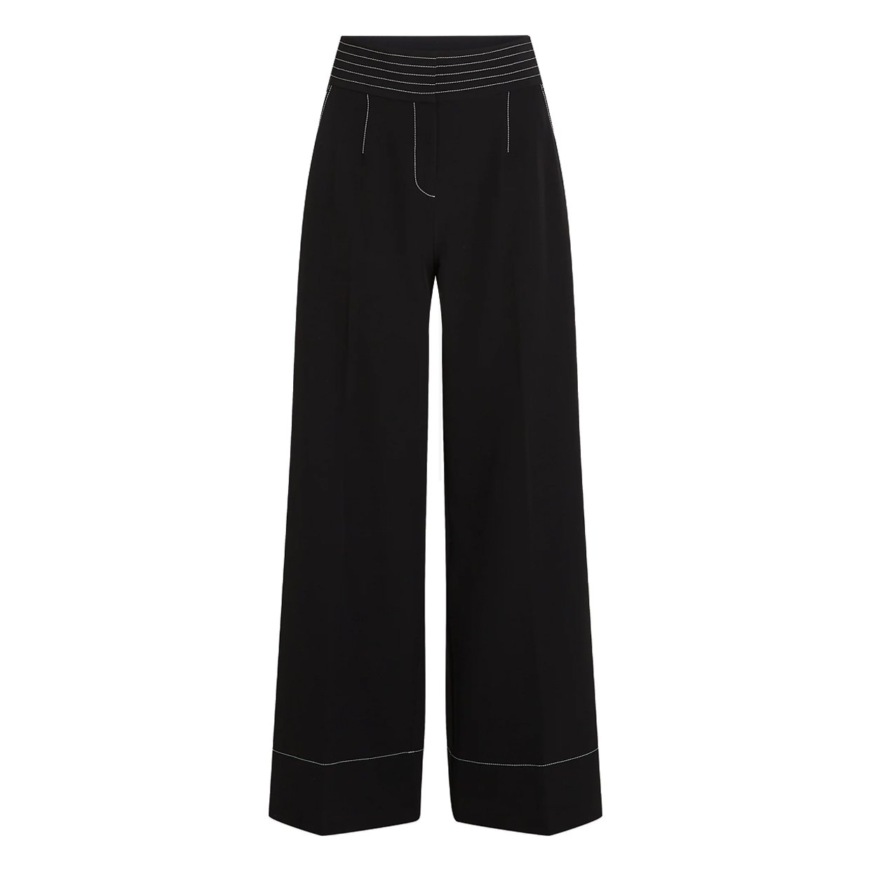 Contrast Stitch Pants -Black