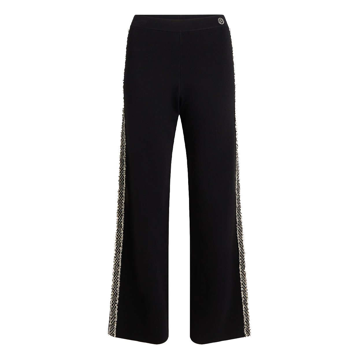 Bouclé Detail Knit Pants -Black