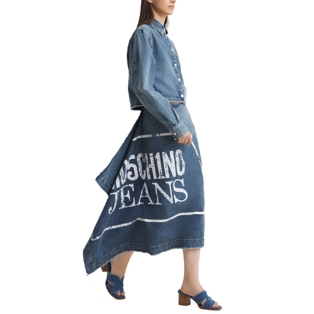 Logo Denim Skirt -Light Blue