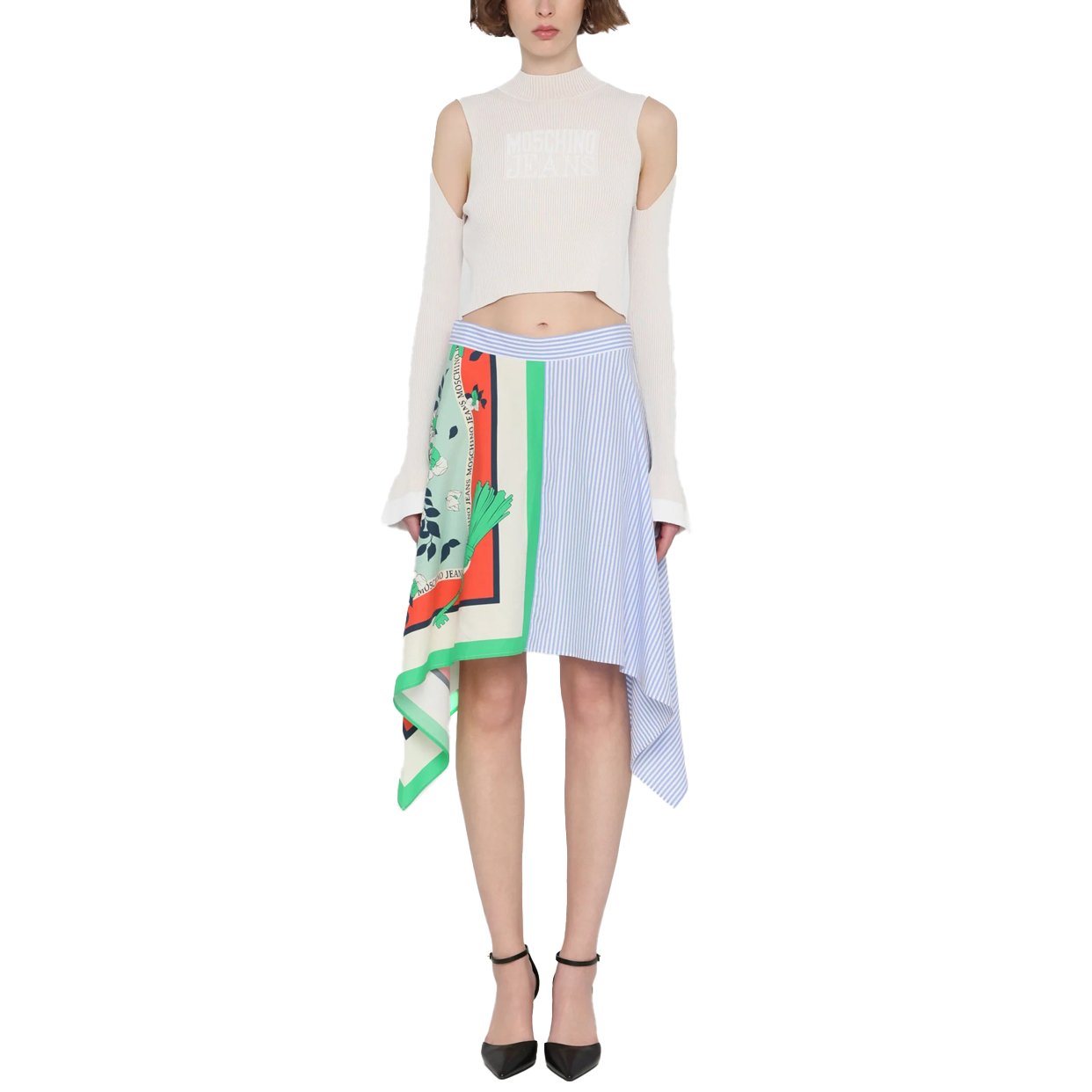 Stripped Printed Skirt -Light Blue