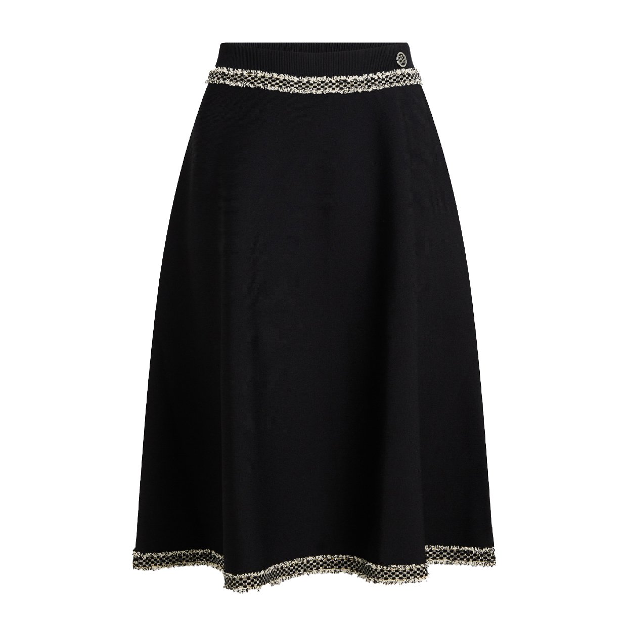 Bouclé Detail Knit Skirt -Black