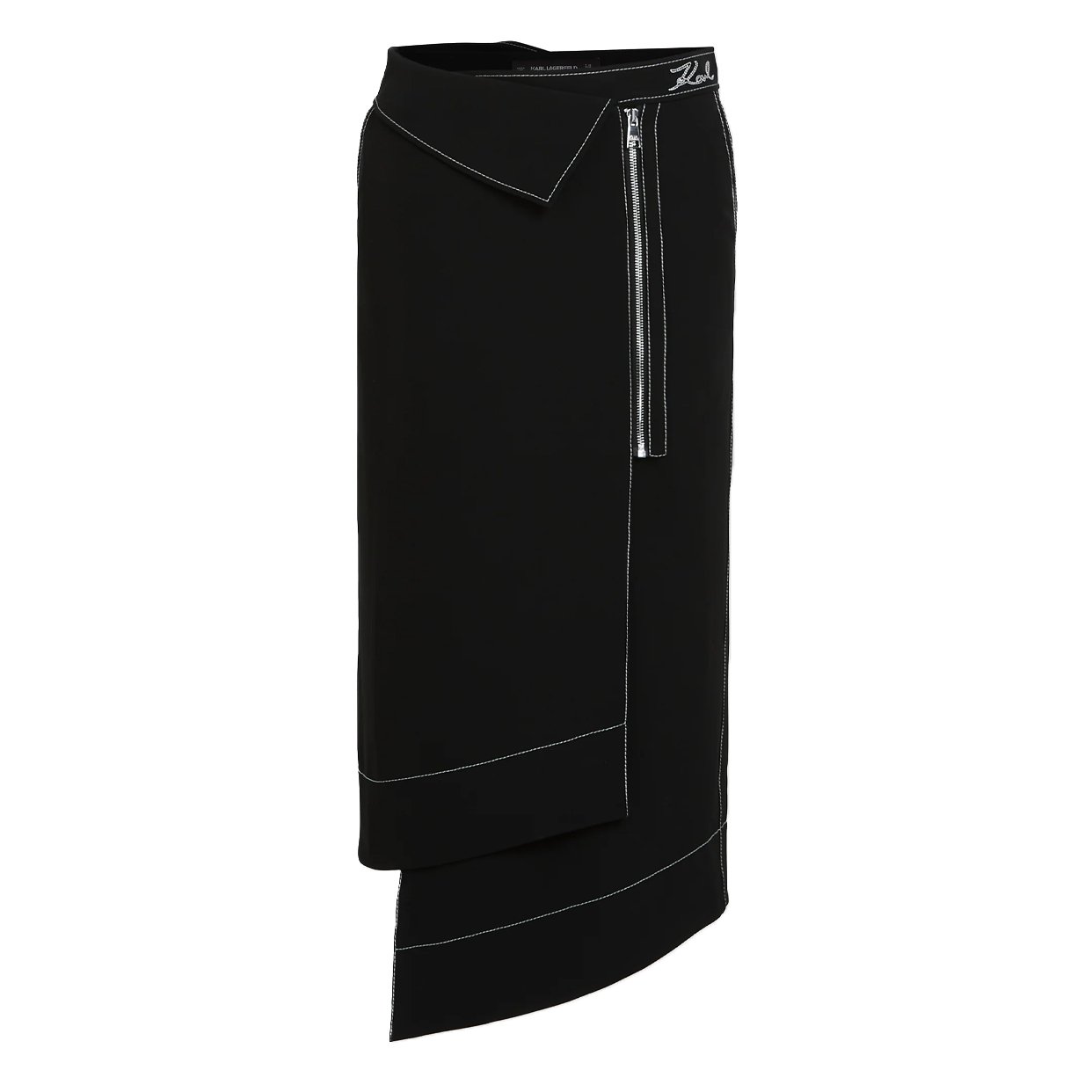 Contrast Stitch Skirt -Black