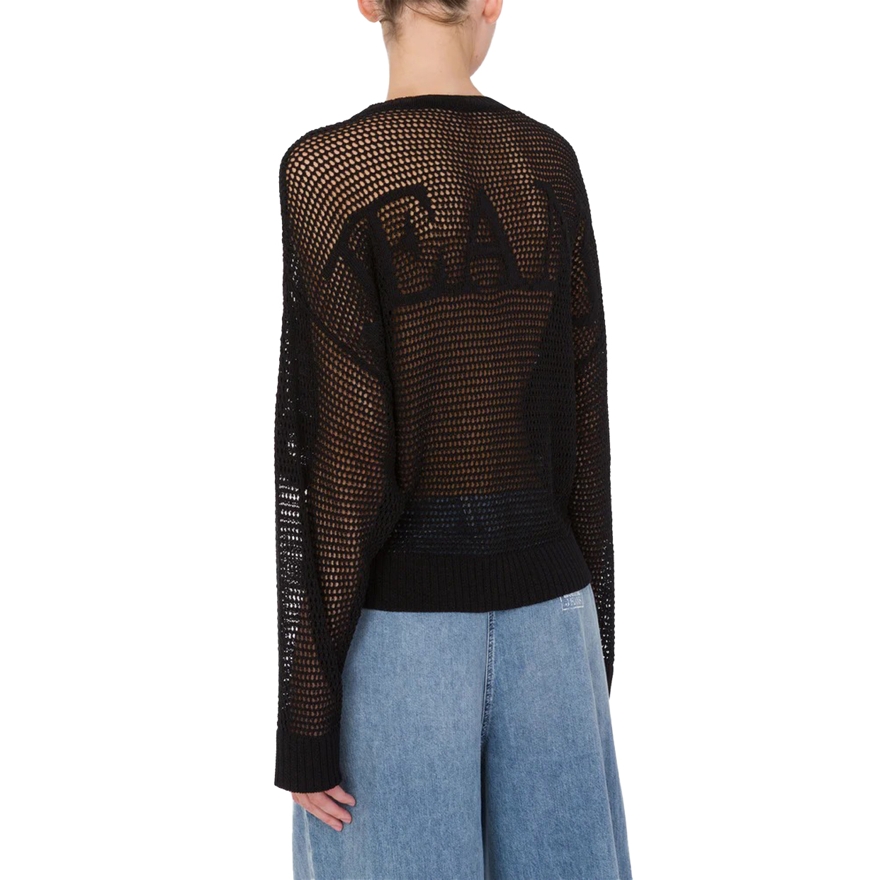 Shiny Twist Yarn Sweater -Black - Image 4