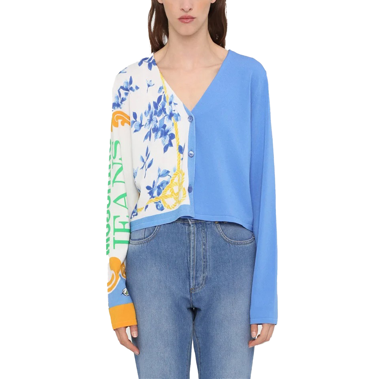 Two Tone Stretch Sweater -Light Blue - Image 2