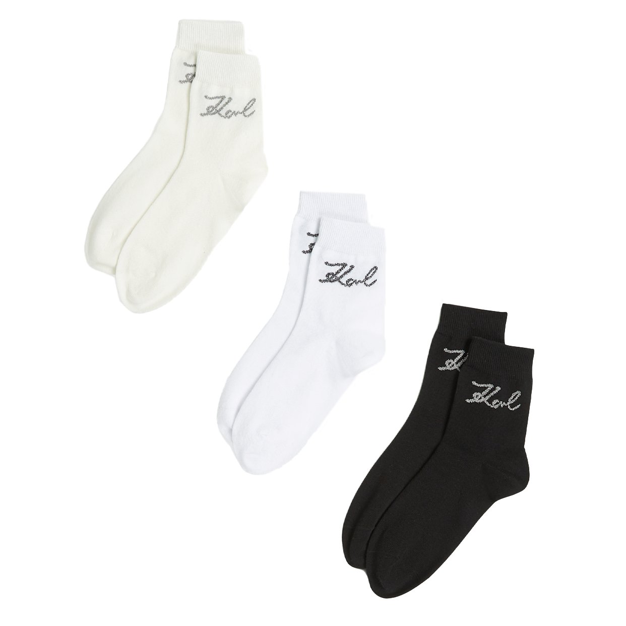 Signature Socks- (3-Pack) -Black/White