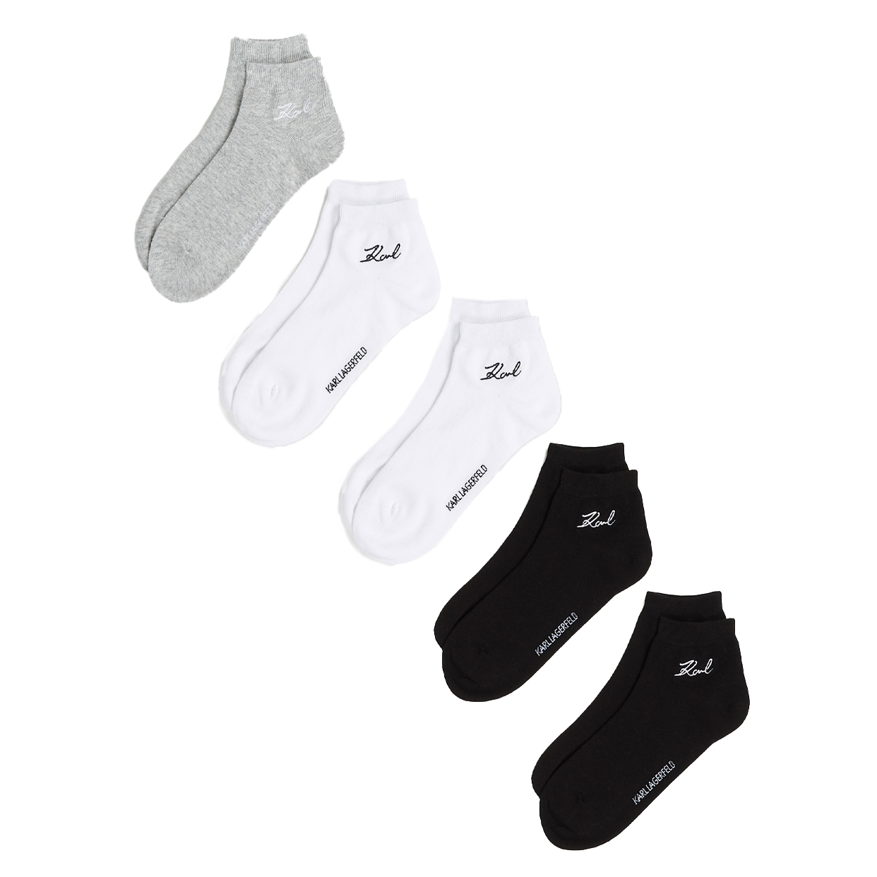 Signature Short Socks (5-Pack) -Black/White/Grey