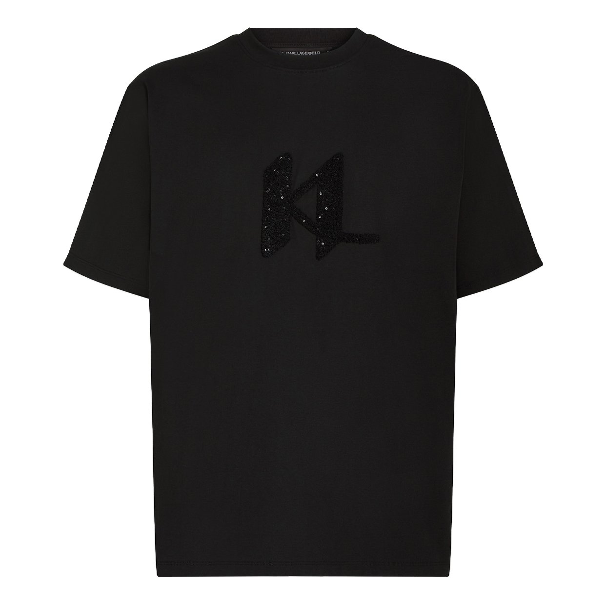 Sequin Monogram T-Shirt -Black