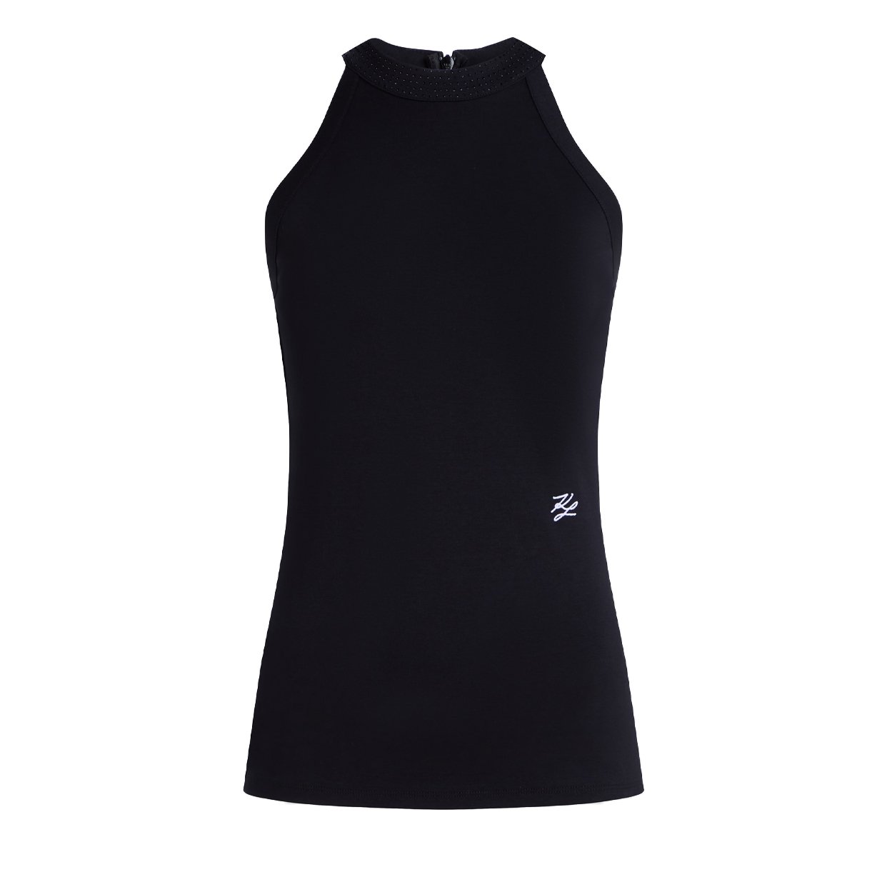 Rhinestone Halter-Neck Top -Black