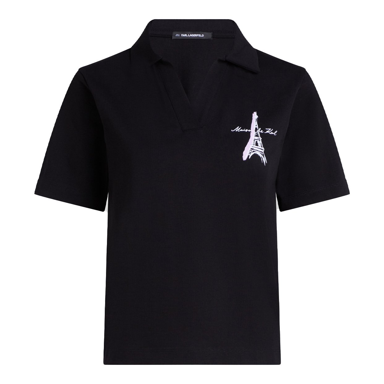 Paris Sketch Polo Shirt -Black
