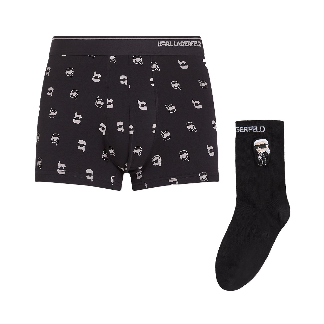 Ikon Trunk And Socks Gift Set -AOP Karl Dot Black