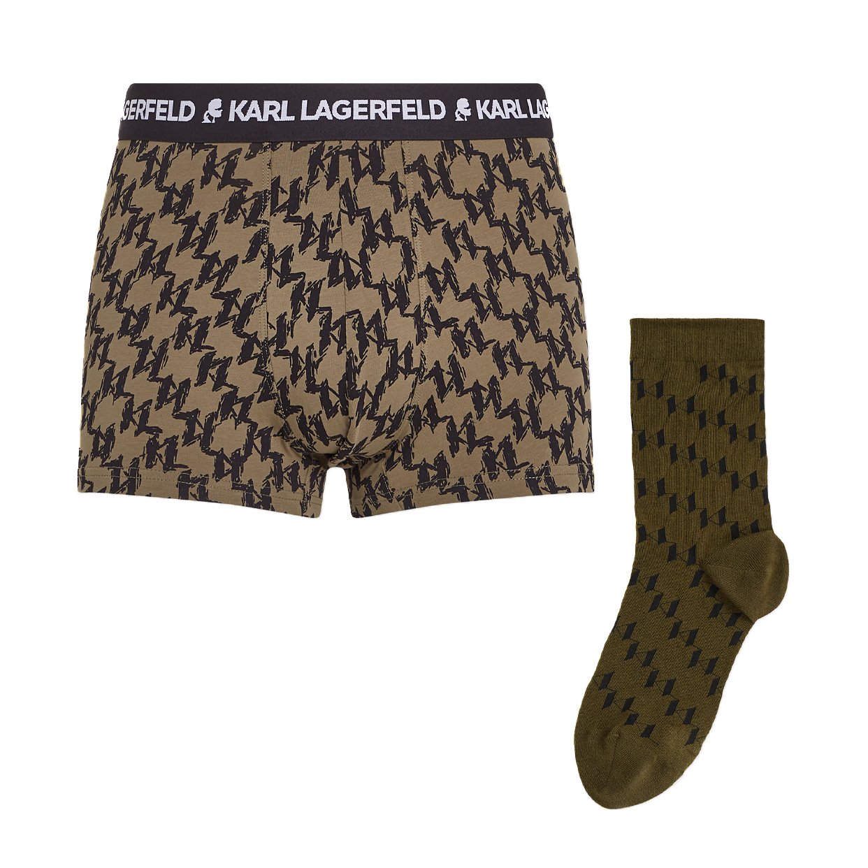 Monogram Trunk and Sock Gift Set -Olive Monogram