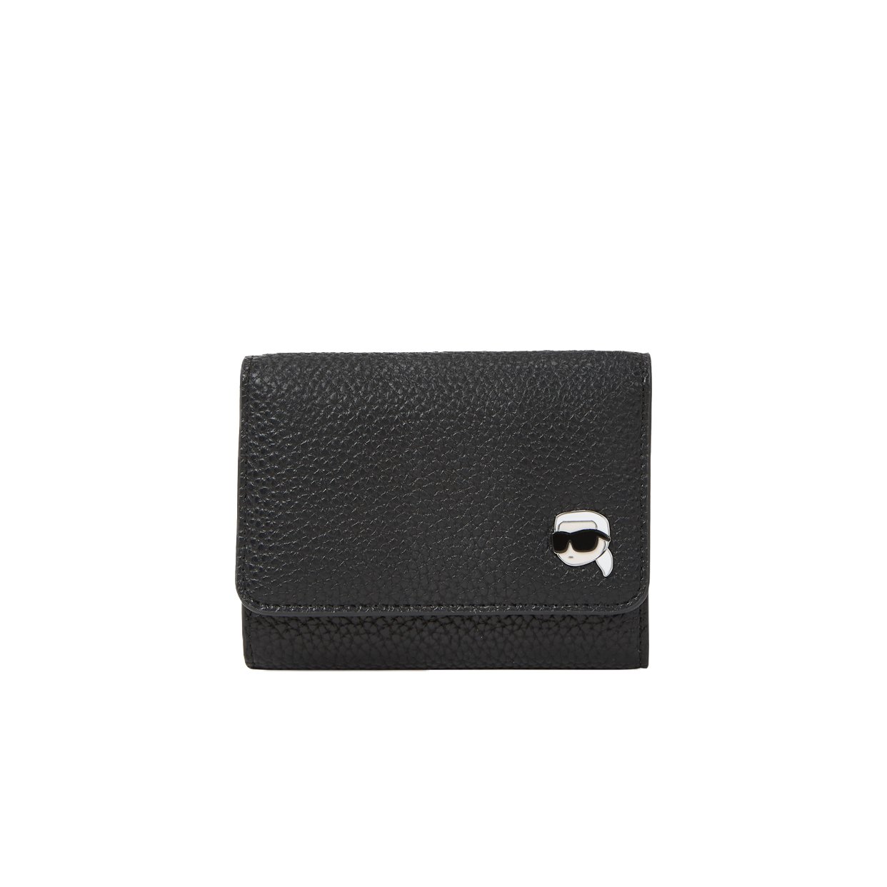 Ikon Pebble Pin Medium Trifold Wallet -Black