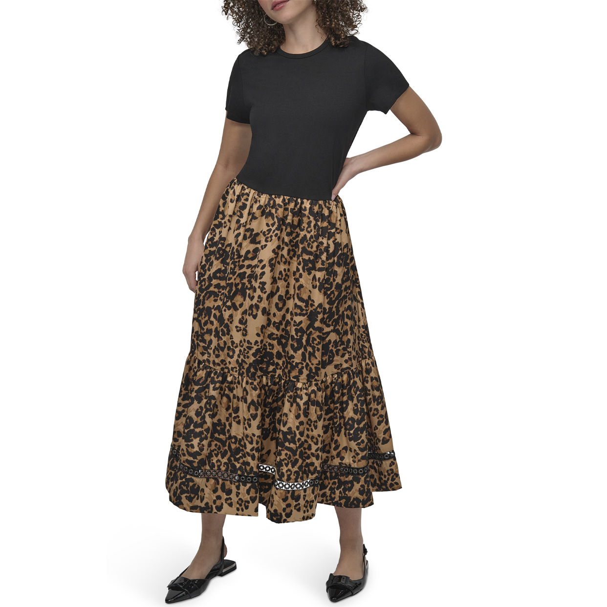 Mix Media Dress -Black