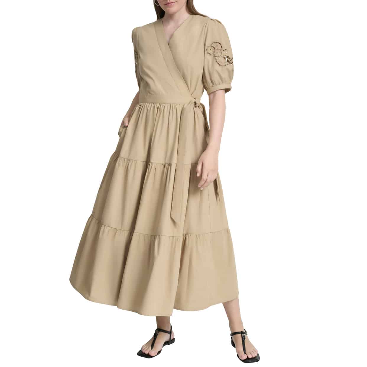 Tiered Poplin Dress -Green