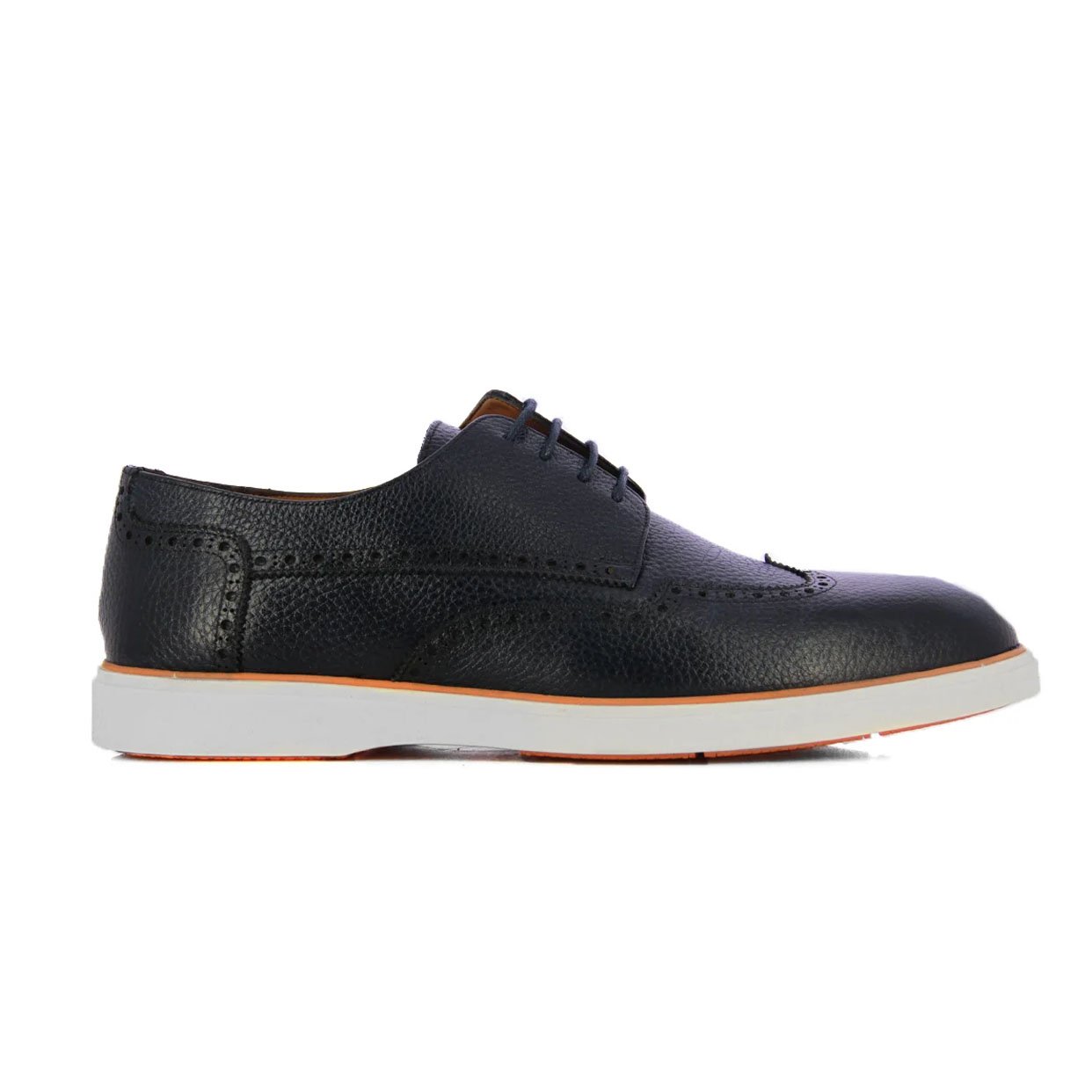 Leather Brogue Loafers -Navy