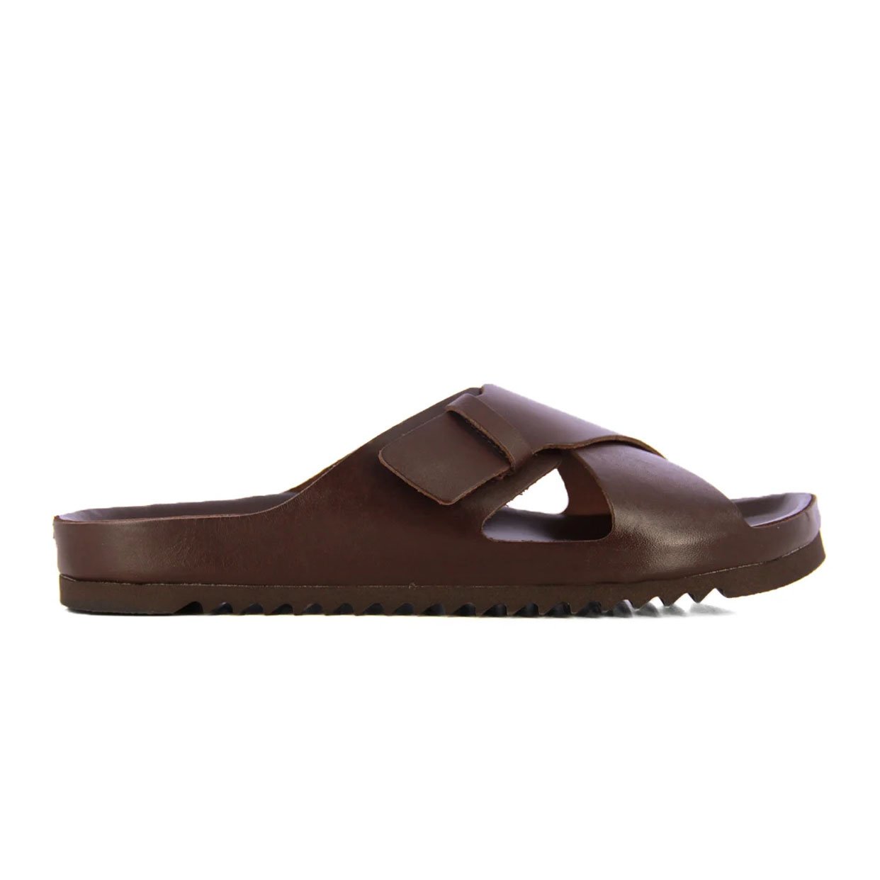 Criss-Cross Slip On Sandals -Brown