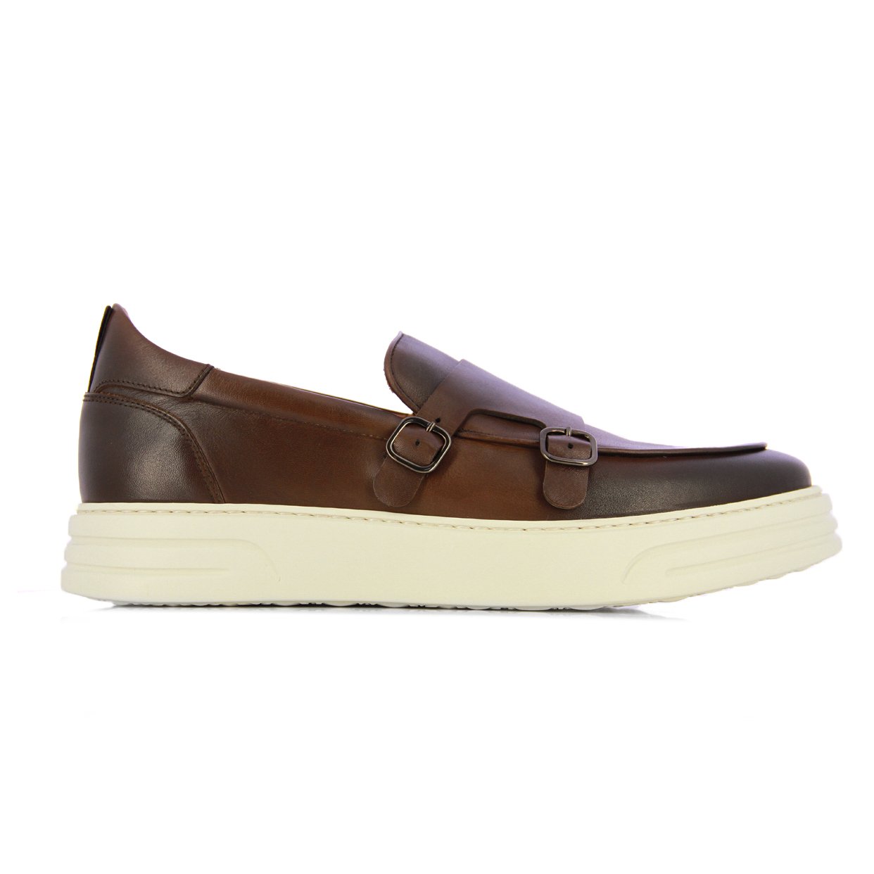 Double Monk Strap Loafer -Brown