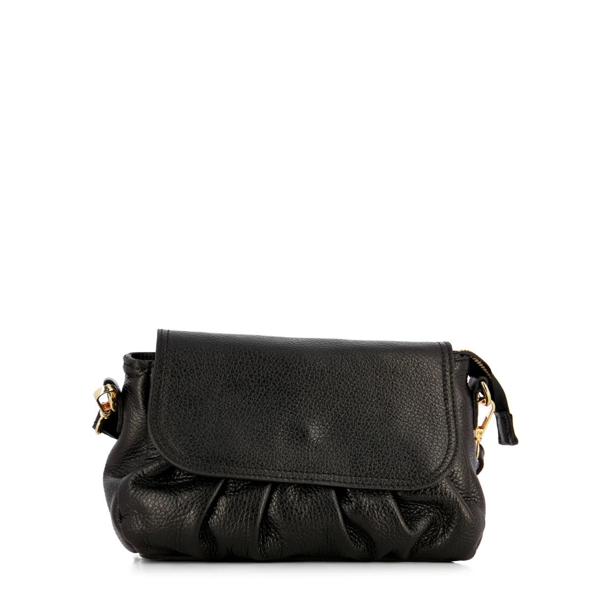 Quilted Messenger Bag -Black