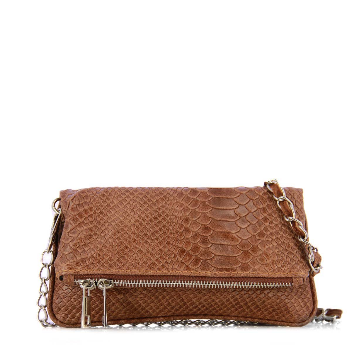 Viper Chain Clutch Bag -Brown