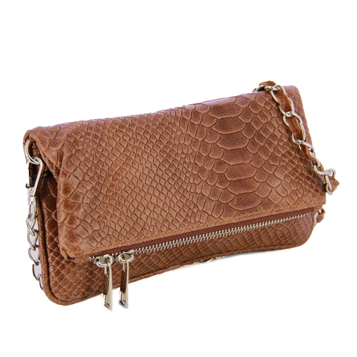 Viper Chain Clutch Bag -Brown - Image 2