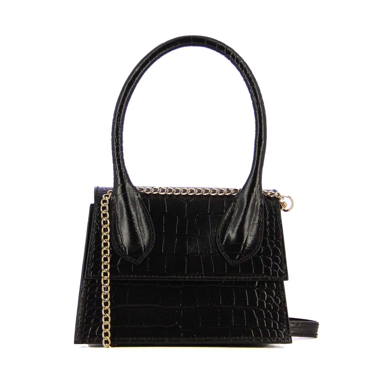 Chain Top Handle Bag -Black
