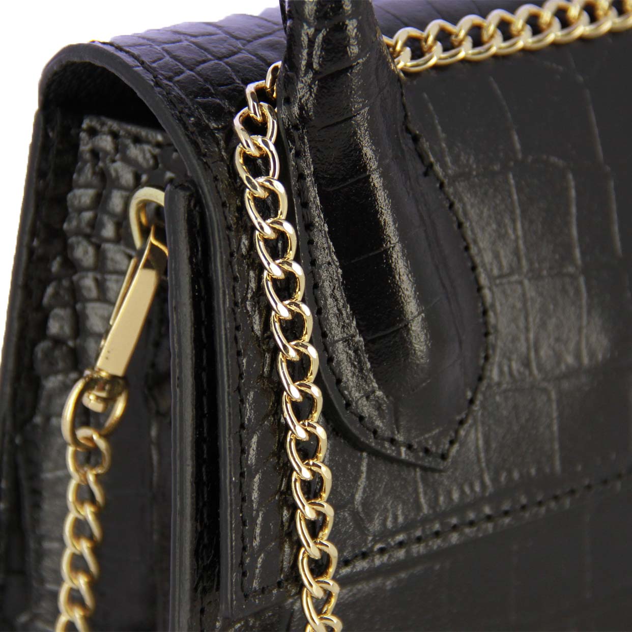Chain Top Handle Bag -Black - Image 3