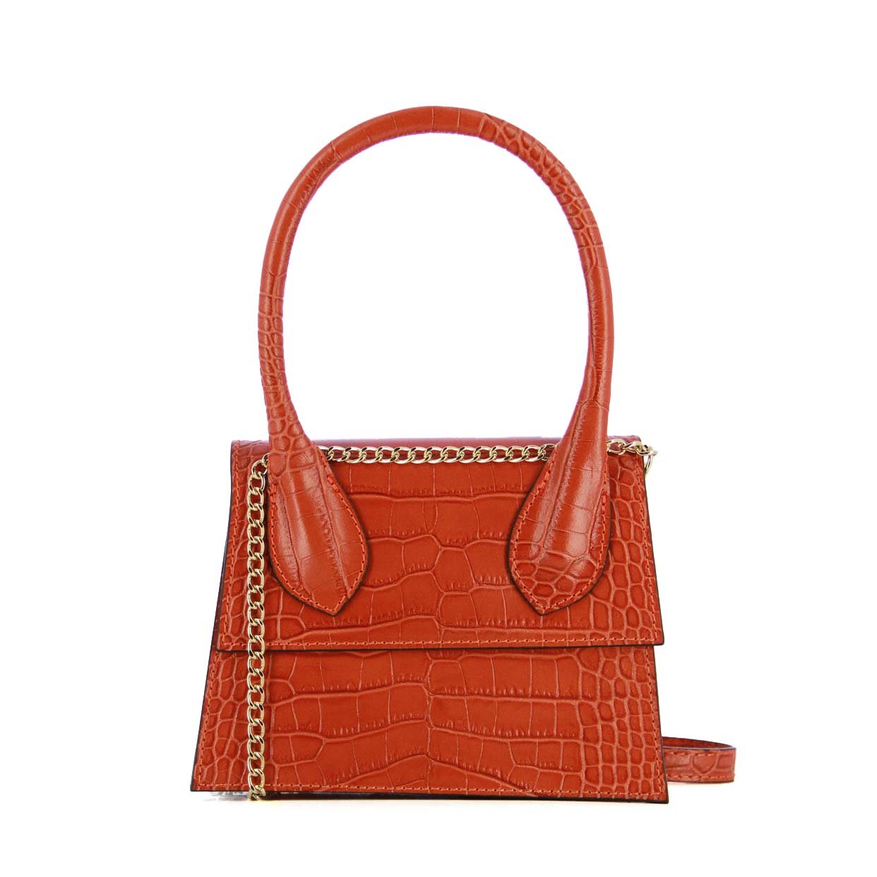 Chain Top Handle Bag -Orange