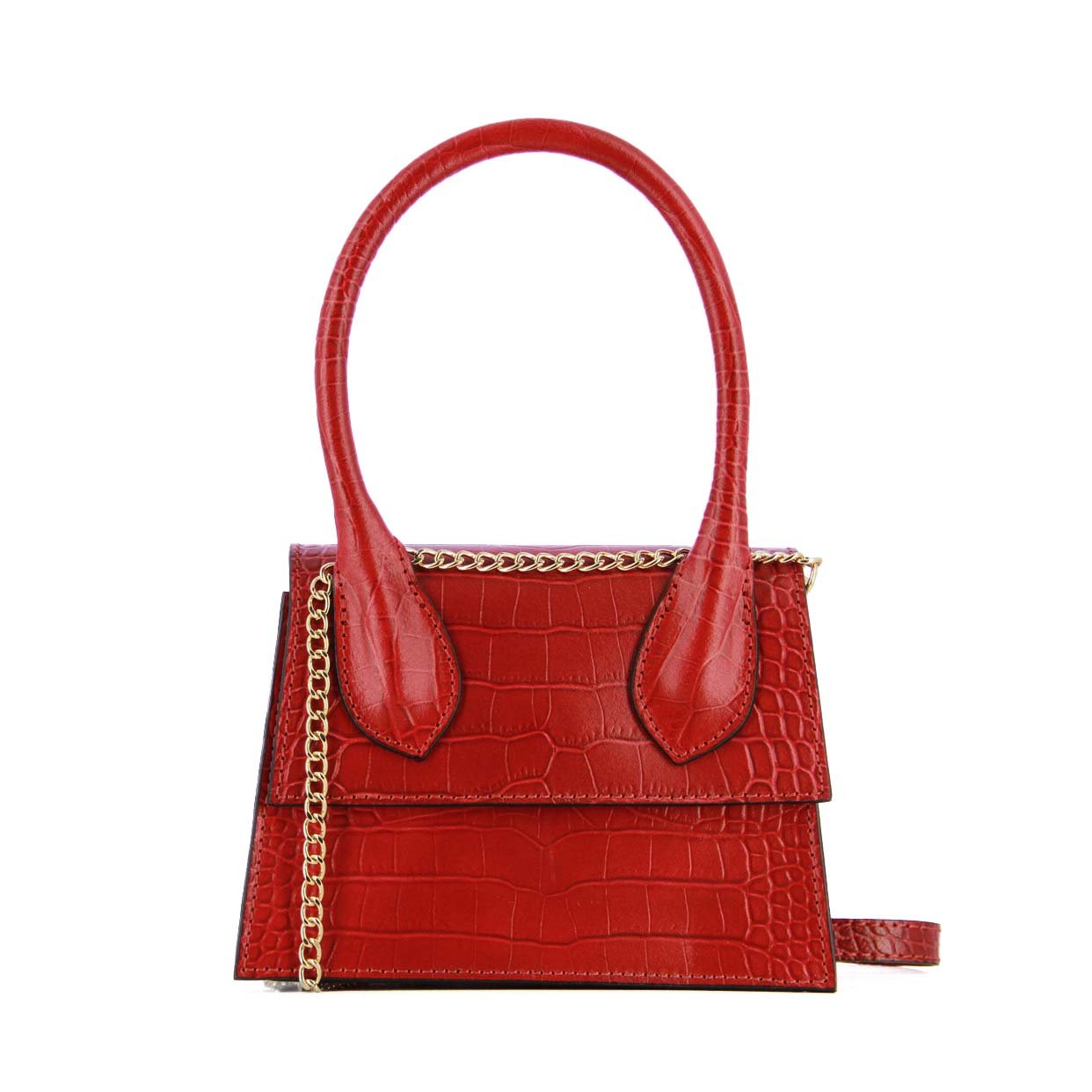 Chain Top Handle Bag -Red