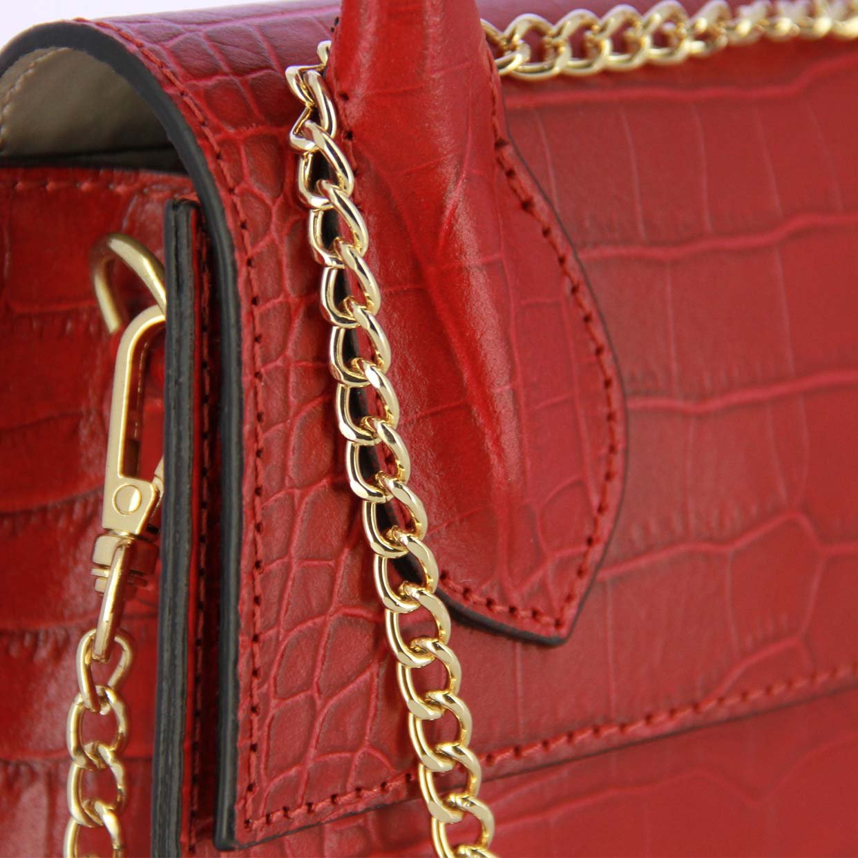 Chain Top Handle Bag -Red - Image 3