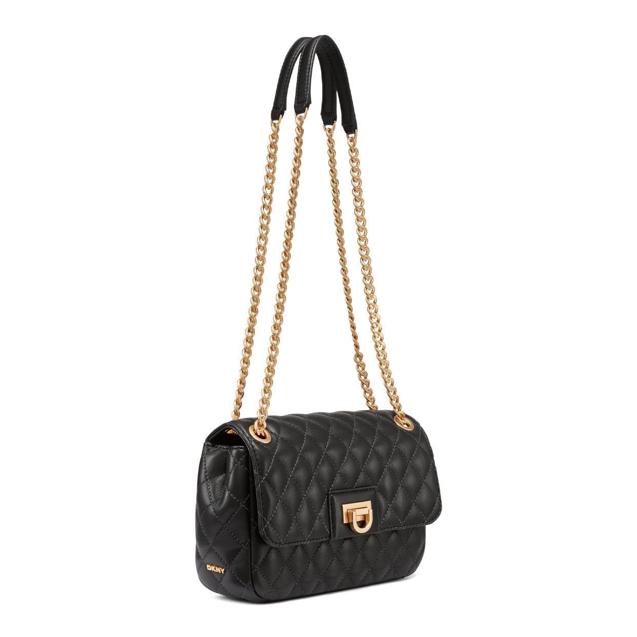 Finley Medium Flap Shoulder Bag -Black/Gold - Image 2